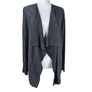 LOFT Cascade Wool Blend Cardigan Sz S LS Charcoal Neutral Quiet Luxury Office
